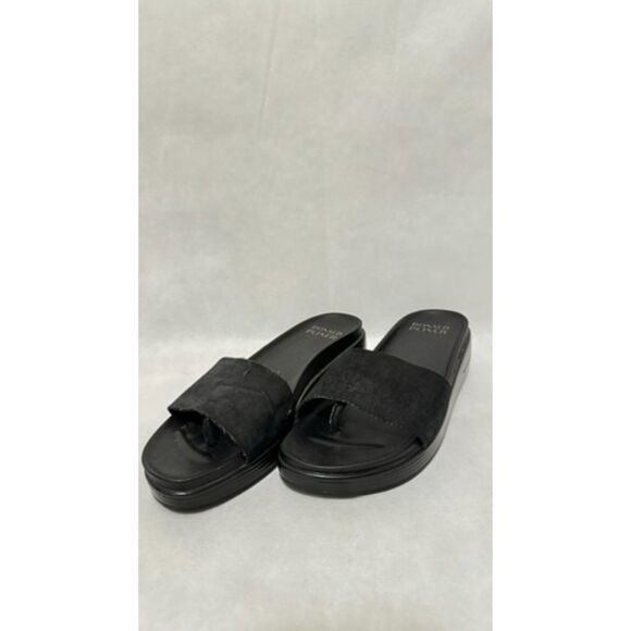 Donald Pilner Women's Fiji Platform Slide Black Metallic Leather 9M - Picture 1 of 5
